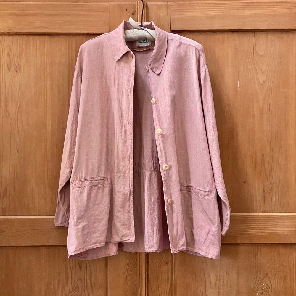 VINTAGE Flax Journey's Jacket 100% Linen in Bazooka sz L